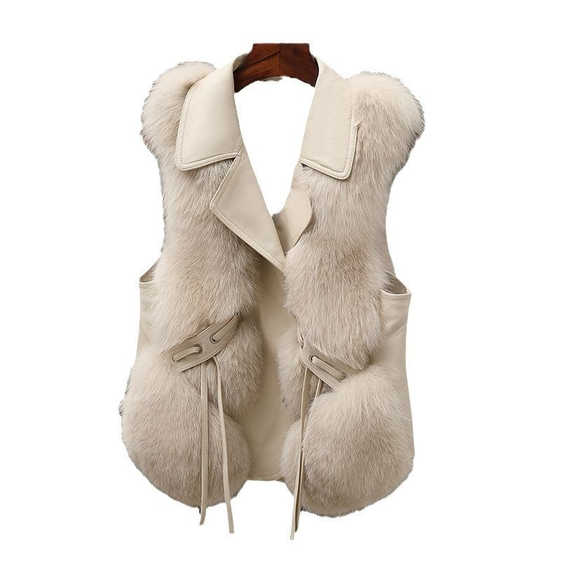 Fur Vest Short Coat Autumn And Winter New Patchwork Winter Fox Fur Jacket Women Short Artificial Fur Coat Elegant Female Warm Vest